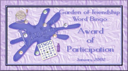 Word Bingo Participation Award