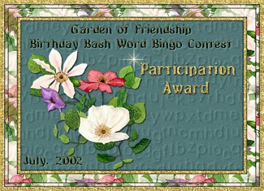 Participation Award, Word Bingo